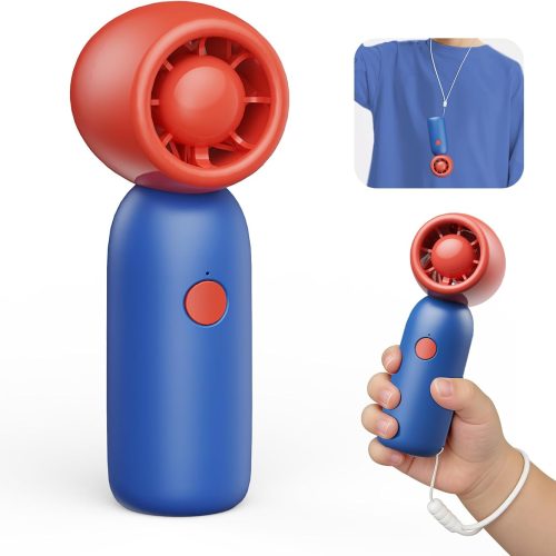 Turbo Handheld Fan for Kid, 4-speed Wind, Portable Travel Pocket Cute Child Fan, 4000mAh Rechargeable Battery Mini Fan with Dual Lanyard for Outdoor,Camping,Hols,Gifts for Kids Festival