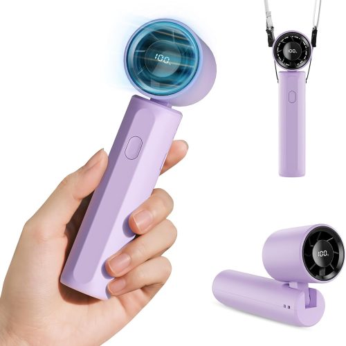 2026 Upgraded Portable Handheld Turbo Fan Personal fan 18000RPM Speed Adjustable, 3-IN-1 Rechargeable Fan with LED Display, Travel Essentials, Gifts for Women Men Outdoor Indoor (Purple)
