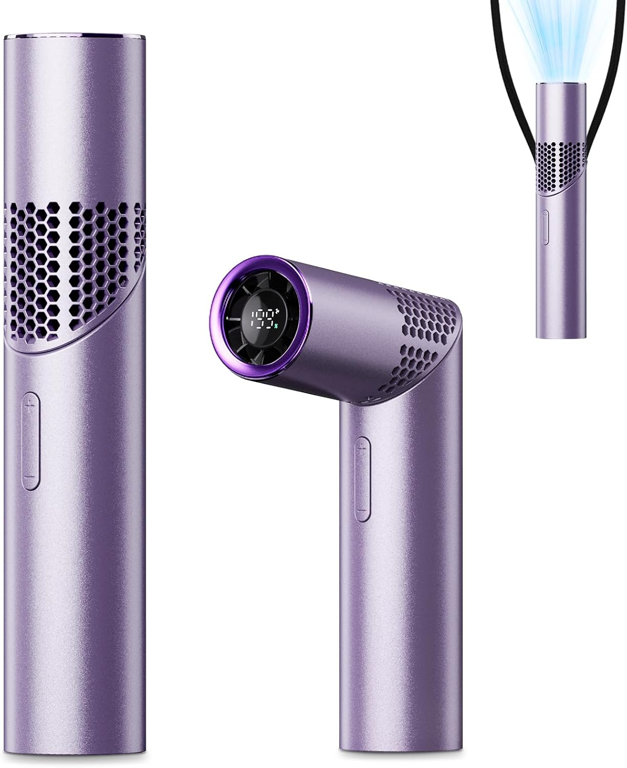 Portable Handheld Turbo Fan,3 IN 1 Rechargeable Mini Fans,Up to 12 Working Hours,1-199 Speed,Digital Display,for Outdoor,Travel,Beach,Office,2026 Summer Gifts for Women (Purple)